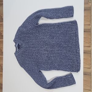 VINTAGE STRUCTURE 100% Cotton 2 Tone Blue V-Neck Sweater